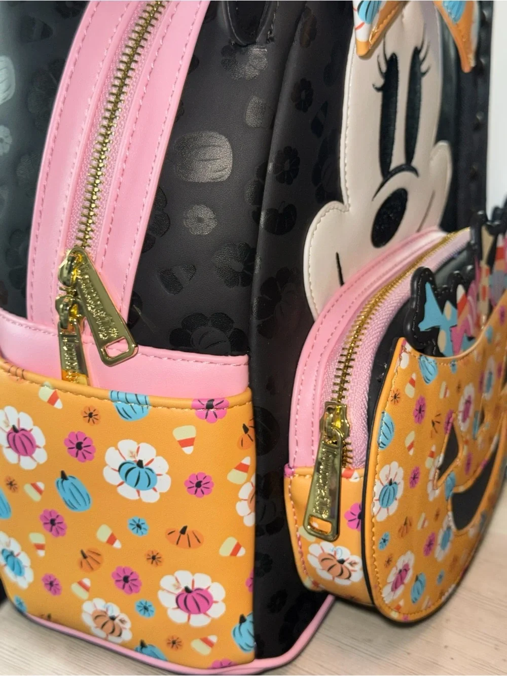Loungefly Disney Minnie Cosplay Floral  Pumpkin Glow in the Dark Mini Backpack